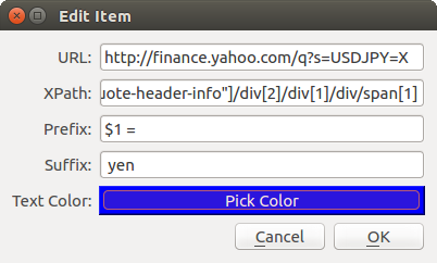 Edit dialog