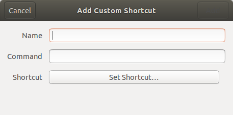 Custom shortcut dialog