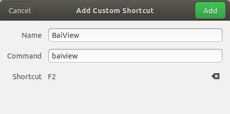 Custom shortcut dialog