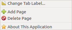Menu for tab area
